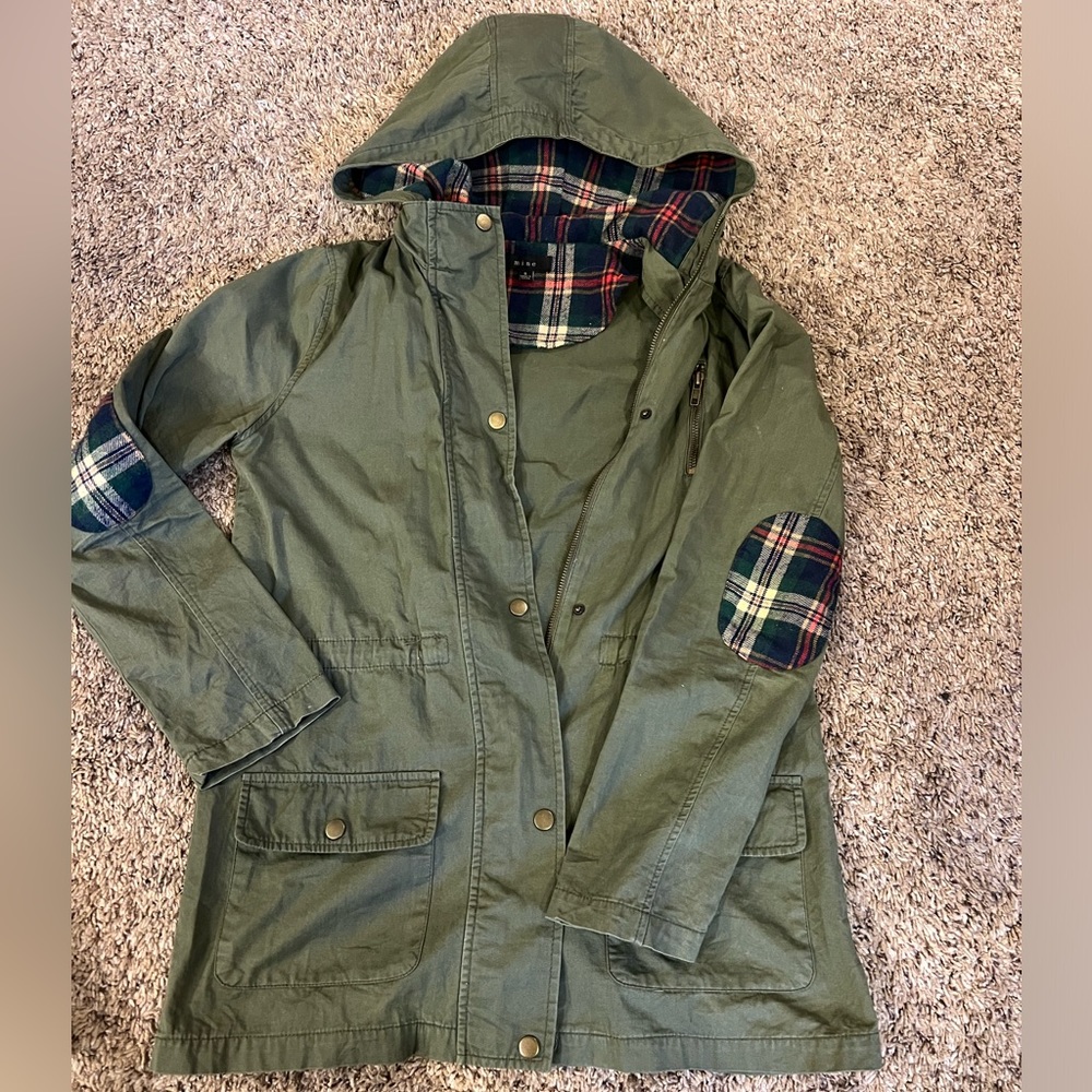 Green Cargo/Twill Jacket with Plaid